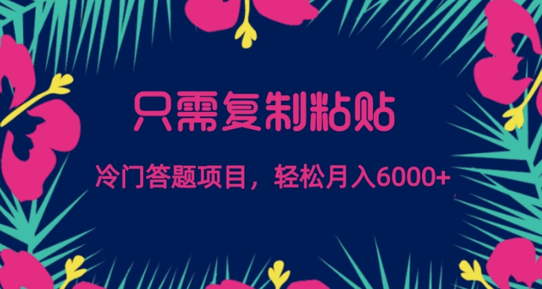 只需复制粘贴,冷门答题项目,轻松月入6000
