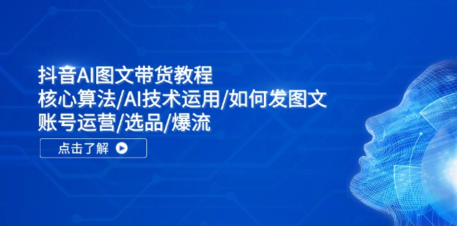 (11958期)抖音AI图文带货教程:核心算法/AI技术运用/如何发图文/账号运营/选品/爆流