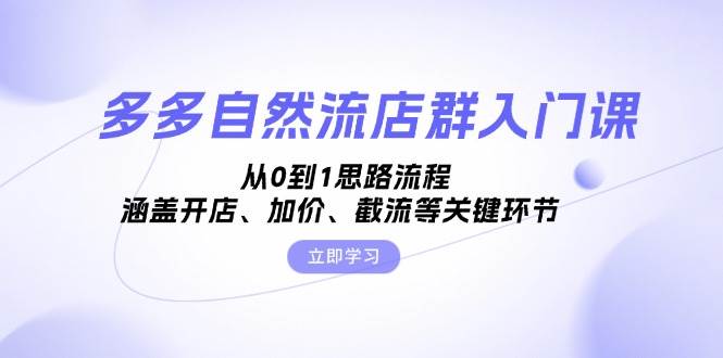 (13279期)多多自然流店群入门课,从0到1思路流程,涵盖开店、加价、截流等关键环节