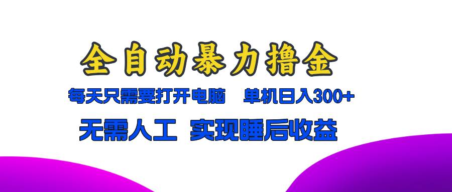 (13186期)全自动暴力撸金,只需要打开电脑,单机日入300+无需人工,实现睡后收益