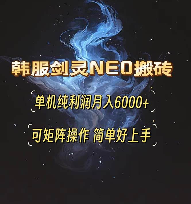 (13435期)韩服剑灵NEO搬砖攻略,单机纯利润月入6000+ 可矩阵操作,简单好上手。