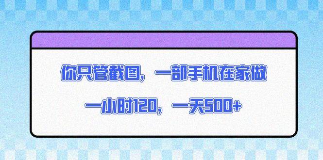 (13785期)你只管截图,一部手机在家做,一小时120,一天500+