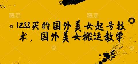 1288买的国外美女起号技术,国外美女搬运教学