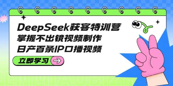 (14544期)DeepSeek获客特训营:掌握不出镜视频制作,日产百条IP口播视频