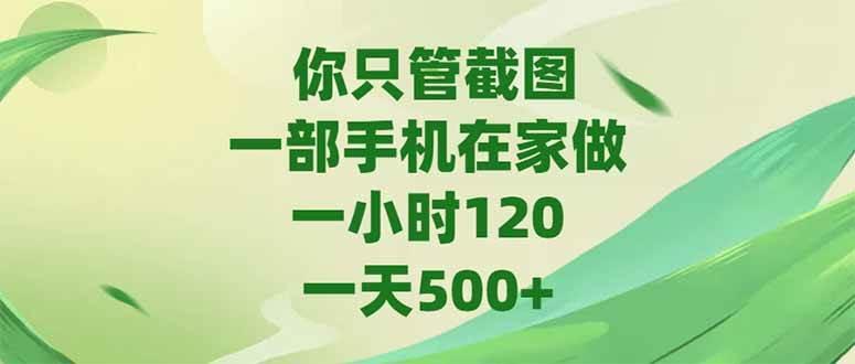 (15039期)你只管截图,一部手机在家做,一小时120,-天500+
