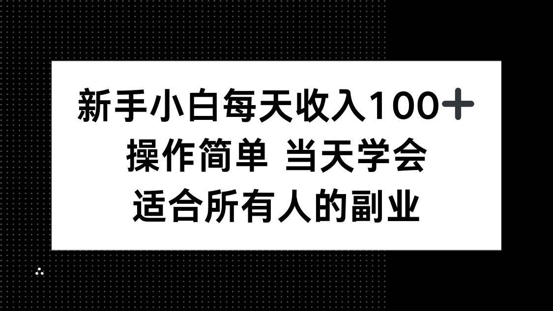 (15937期)新手小白每天收入100+,操作简单 当天学会 ,适合所有人的副业